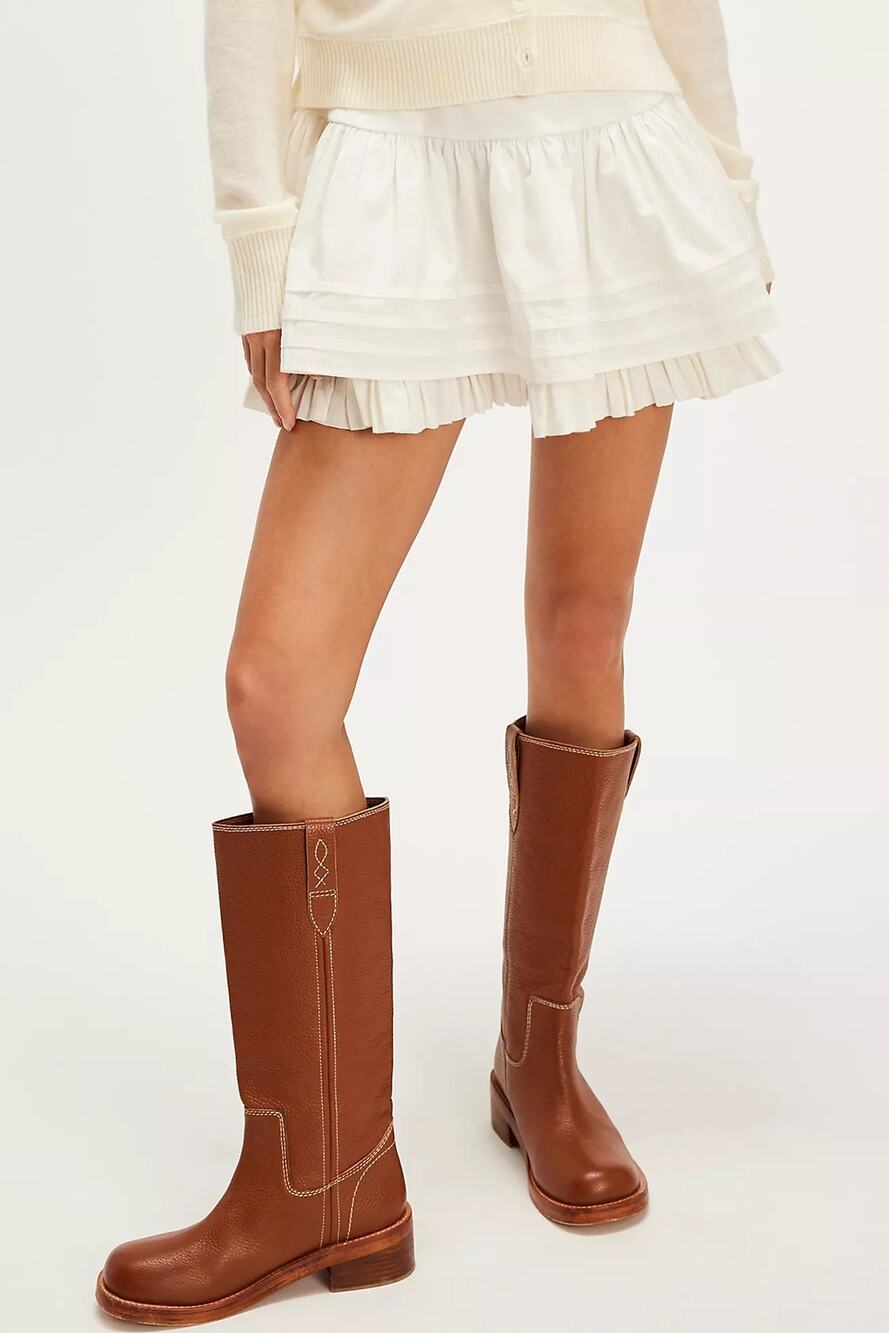 Free People Blaze Pull-On Boots in Vintage Tan Leather Size 9.5